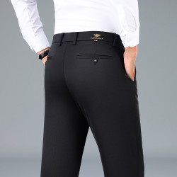 啄木鳥男士休閒褲冬季加絨加厚爸爸褲子秋冬款直筒寬鬆中老年西褲