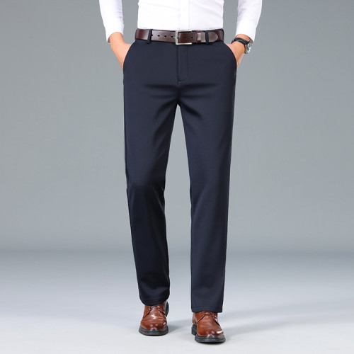 啄木鳥男士休閒褲冬季加絨加厚爸爸褲子秋冬款直筒寬鬆中老年西褲