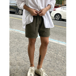 SSUMENAM亞麻短褲男夏季韓版直筒百搭五分褲寬鬆休閒褲子東大門