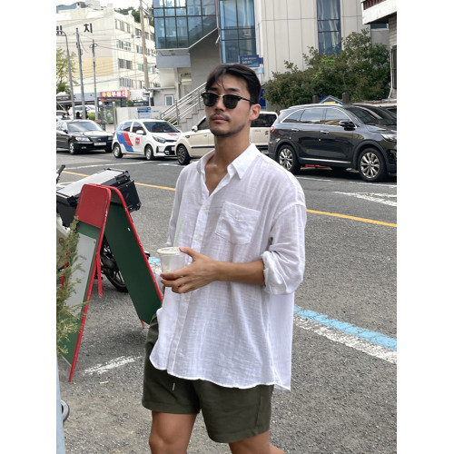 SSUMENAM亞麻短褲男夏季韓版直筒百搭五分褲寬鬆休閒褲子東大門