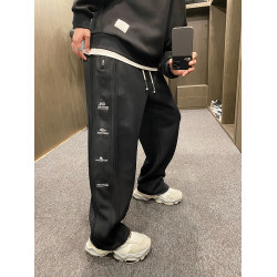 MXD UGLY美式潮牌復古做舊水洗髒髒灰直筒褲男秋冬季加絨抽繩衛褲