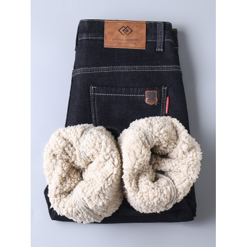 加絨加厚牛仔褲男秋冬款直筒寬鬆2025年冬季羊羔絨保暖休閒長褲子