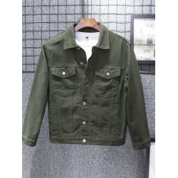 全棉春秋季純白牛仔外套男高級休閒夾克短款純棉白色上衣潮流新款