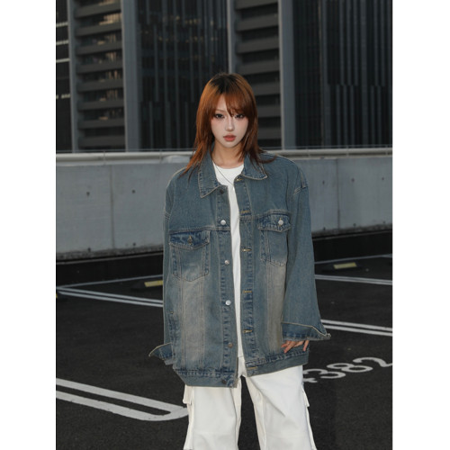 美式復古vibe牛仔夾克春秋新款潮牌水洗工裝上衣寬鬆情侶男士外套