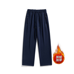 加絨休閒褲男純棉加厚大碼束腳長褲男直筒加肥加大秋冬款褲子男士