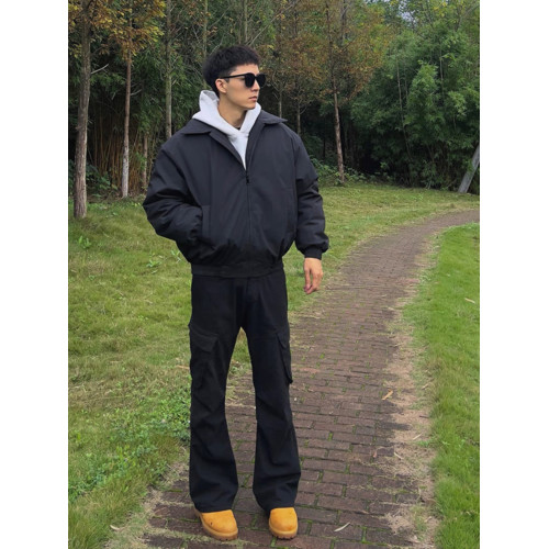 美式高街工裝牛仔褲男款春秋季cleanfit微喇褲直筒褲痞帥黑色褲子