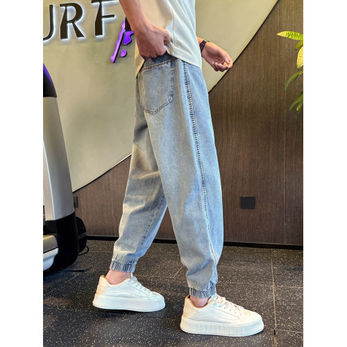 潮牌流行哈倫牛仔褲男寬鬆褲子新款束腳褲2026春秋休閒復古男褲