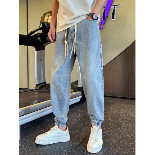 潮牌流行哈倫牛仔褲男寬鬆褲子新款束腳褲2026春秋休閒復古男褲