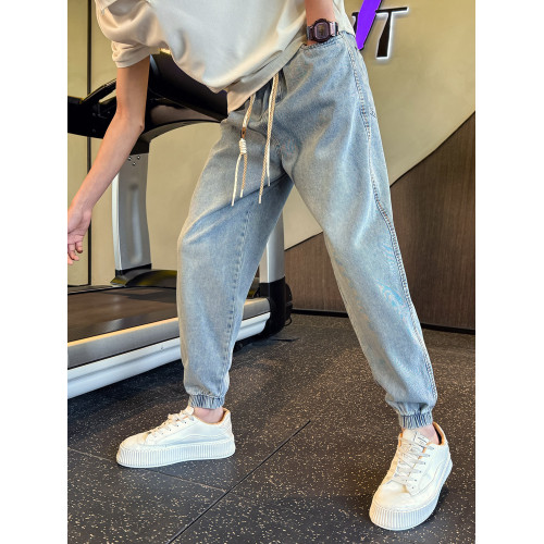 潮牌流行哈倫牛仔褲男寬鬆褲子新款束腳褲2026春秋休閒復古男褲