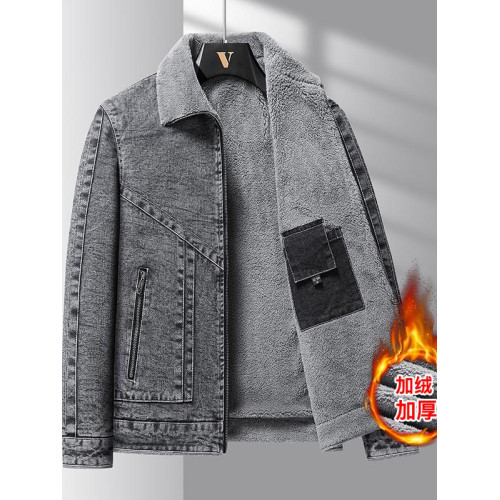 冬季加絨牛仔外套男士寬鬆加厚款夾克大碼青年棉衣保暖棉服上衣潮