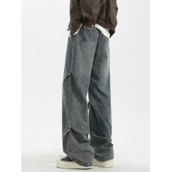 WASSUP美式復古直筒水洗高街牛仔褲男春秋季寬鬆休閒高級感長褲潮