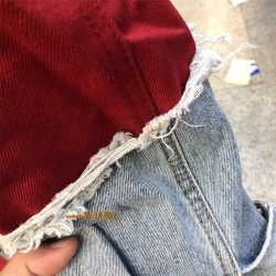 特大碼300斤撞色拼接假兩件牛仔夾克男女裝春秋季小衆設計感外套2