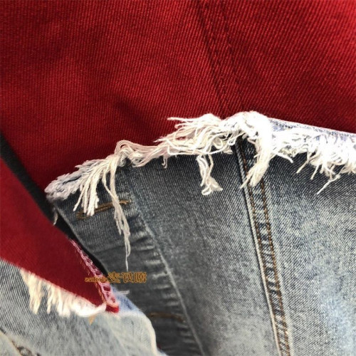 特大碼300斤撞色拼接假兩件牛仔夾克男女裝春秋季小衆設計感外套2