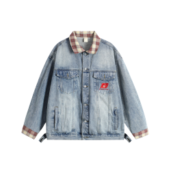 MANYSTON美式復古繙領休閒外套男生春秋款潮牌歐美街頭牛仔夾克衫