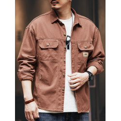 美式重磅純棉牛仔襯衫外套男秋季寬鬆襯衣法式硬漢獵裝工裝夾克潮