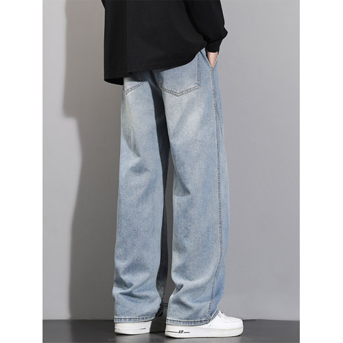 學生濶腿牛仔褲12男孩青少年13初高中帥氣15大童加絨直筒褲子秋冬