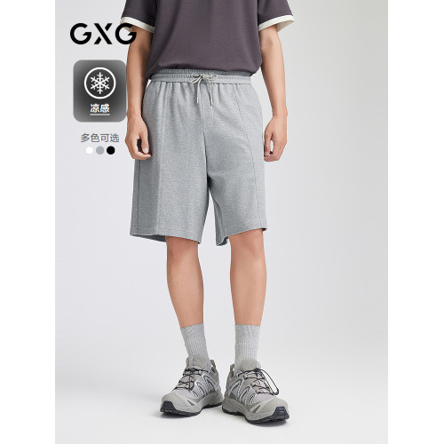 【涼感】GXG男裝 簡約針織斜紋短褲通勤冰絲五分褲 2025夏季