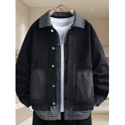 青少年假兩件牛仔衣服男外套春秋季韓版潮帥氣初高中學生休閒夾克