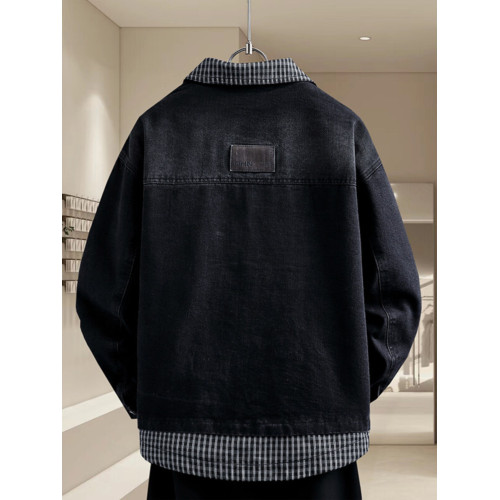 青少年假兩件牛仔衣服男外套春秋季韓版潮帥氣初高中學生休閒夾克