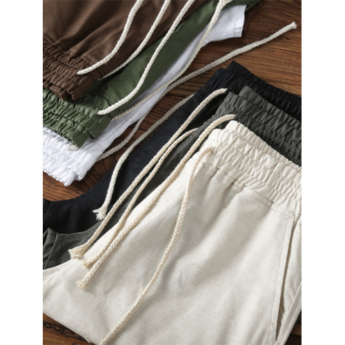 2025夏季薄款亞麻透氣三分褲男士潮流百搭修身外穿美式休閒短褲子