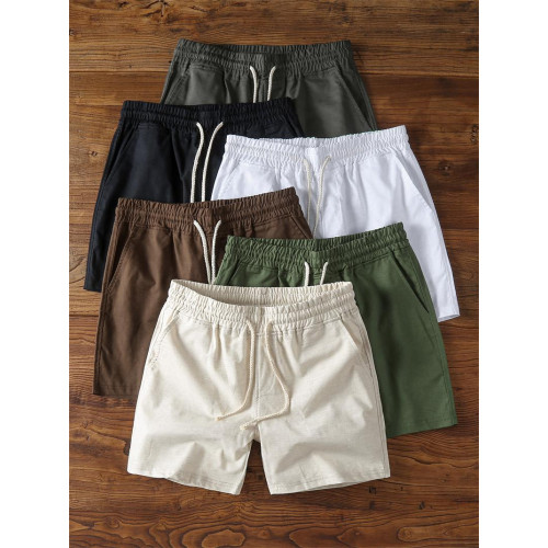 2025夏季薄款亞麻透氣三分褲男士潮流百搭修身外穿美式休閒短褲子