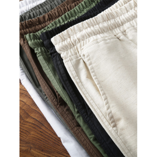 2025夏季薄款亞麻透氣三分褲男士潮流百搭修身外穿美式休閒短褲子