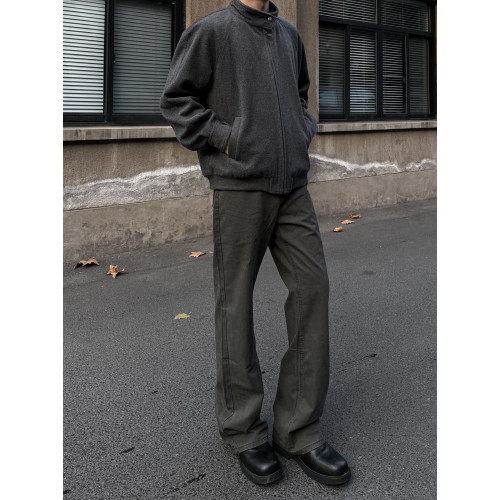 美式cleanfit復古灰綠色微喇牛仔褲直筒顯高顯瘦垂感vibe長褲男女