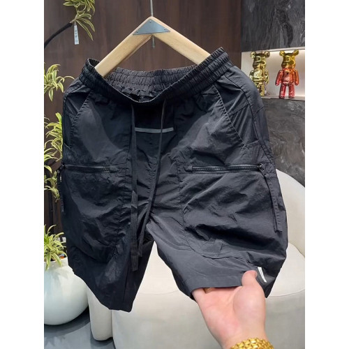 2025夏季薄款工裝速乾短褲男士簡約高檔寬鬆大口袋休閒冰絲五分褲