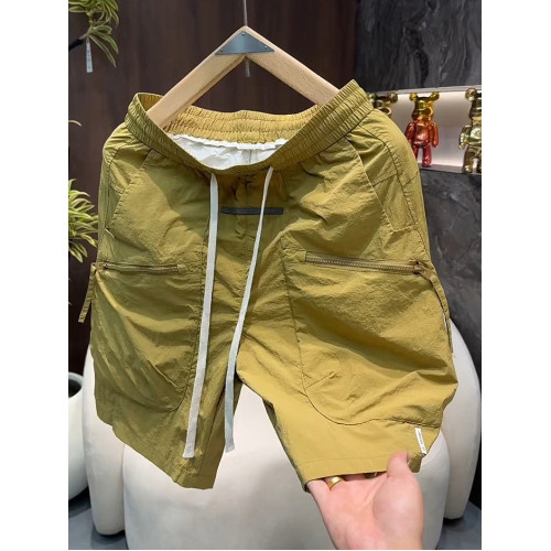 2025夏季薄款工裝速乾短褲男士簡約高檔寬鬆大口袋休閒冰絲五分褲