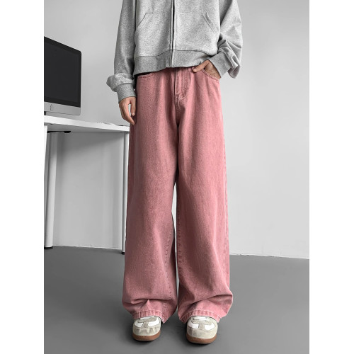 加長白色牛仔褲男高個子純色褲子男士秋季垂感加絨休閒褲大碼寬鬆