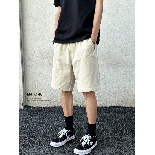 Entong美式潮牌夏季速乾薄款五分短褲寬鬆顯瘦vibe直筒休閒褲子潮