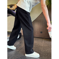 Oboy春夏季水洗做舊復古休閒褲男潮流寬鬆濶腿褲痞帥工裝彎刀褲潮