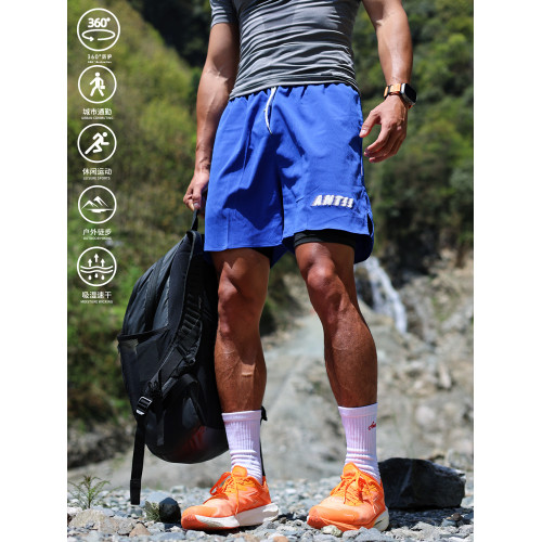 andtime美式綉花短褲褶皺籃球速乾運動休閒騎行戶外寬鬆三四分褲