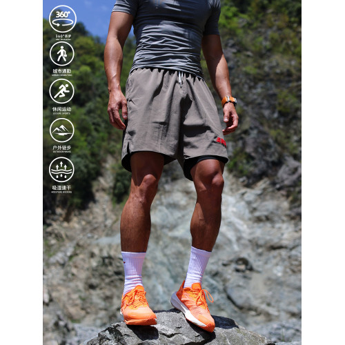 andtime美式綉花短褲褶皺籃球速乾運動休閒騎行戶外寬鬆三四分褲