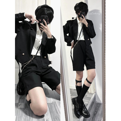 dk製服男夏季短西褲薄款五分褲子男生透氣百搭休閒黑色學生校服褲