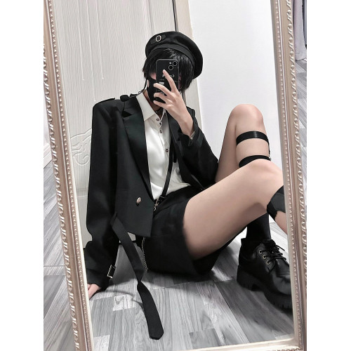 dk製服男夏季短西褲薄款五分褲子男生透氣百搭休閒黑色學生校服褲