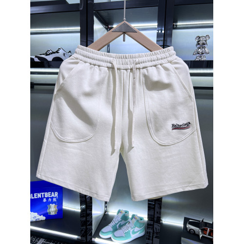 潮牌歐貨男士夏裝四分中褲松緊休閒純色五分短褲運動衛褲潮流刺綉