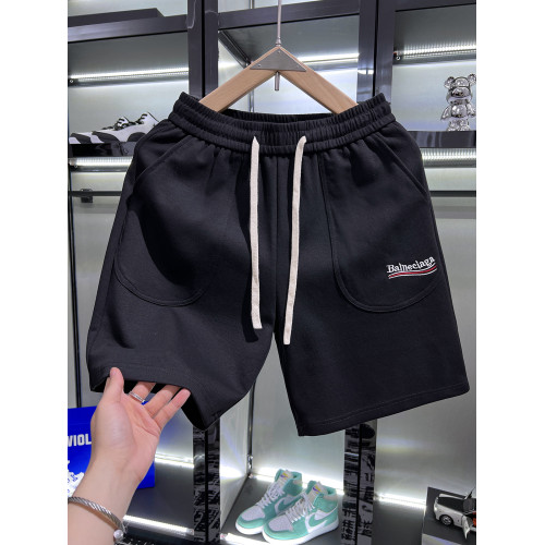 潮牌歐貨男士夏裝四分中褲松緊休閒純色五分短褲運動衛褲潮流刺綉