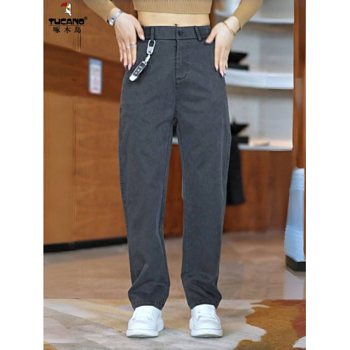 TUCANO啄木鳥春秋天絲休閒長褲男士加絨加厚寬鬆直筒濶腿商務爸爸