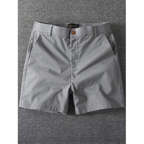 夏季純棉休閒輕薄短褲男式歐美直筒修身四五分褲大碼純色百搭褲子