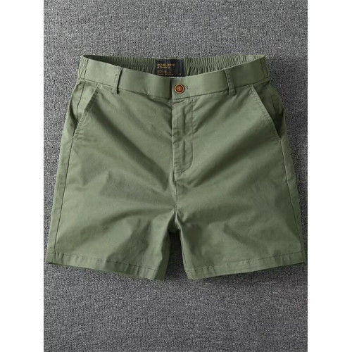 夏季純棉休閒輕薄短褲男式歐美直筒修身四五分褲大碼純色百搭褲子