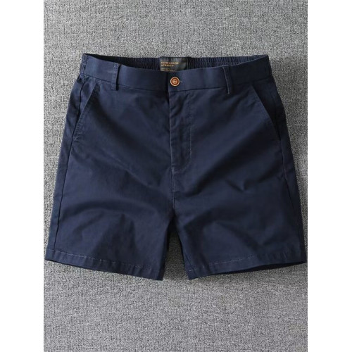 夏季純棉休閒輕薄短褲男式歐美直筒修身四五分褲大碼純色百搭褲子