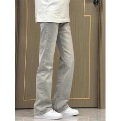 水泥菸灰色牛仔褲男夏秋新款美式復古vibe褲子窄版顯瘦直筒微喇褲