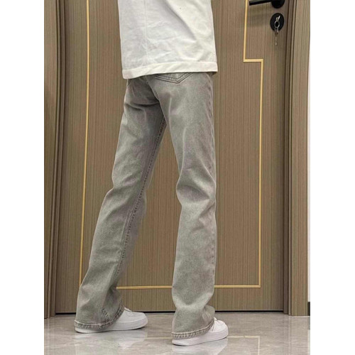 水泥菸灰色牛仔褲男夏秋新款美式復古vibe褲子窄版顯瘦直筒微喇褲