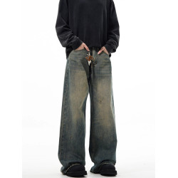 MADWITCH美式cleanfit休閒直筒濶腿牛仔褲男復古vintage寬鬆褲子