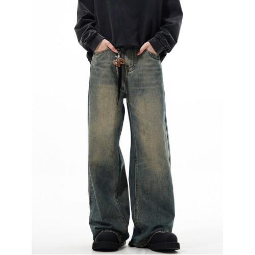 MADWITCH美式cleanfit休閒直筒濶腿牛仔褲男復古vintage寬鬆褲子