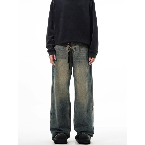 MADWITCH美式cleanfit休閒直筒濶腿牛仔褲男復古vintage寬鬆褲子