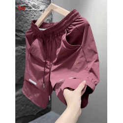 潮牌白色打孔運動短褲男士2026新款夏季外穿速乾工裝五分褲子男款