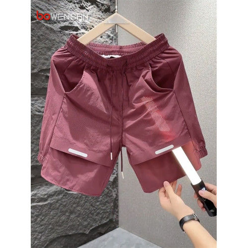 潮牌白色打孔運動短褲男士2026新款夏季外穿速乾工裝五分褲子男款