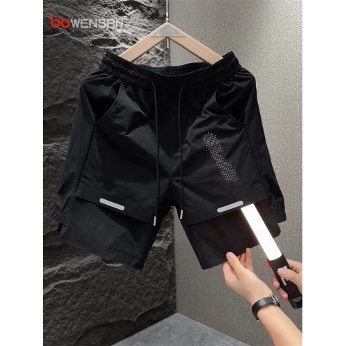 潮牌白色打孔運動短褲男士2026新款夏季外穿速乾工裝五分褲子男款